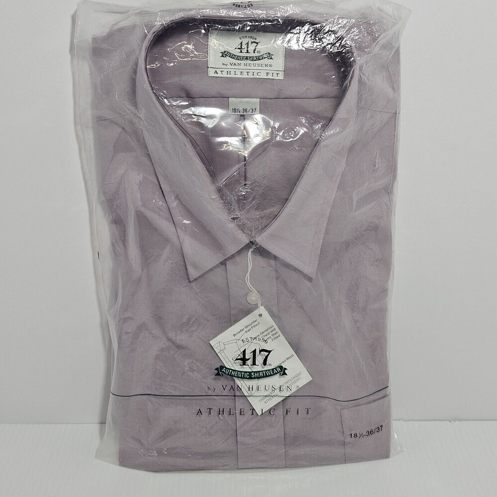417 Van Heusen Mens Dress Shirt Size 18 1/2-36/37 Long Sleeve Button Up Athletic
